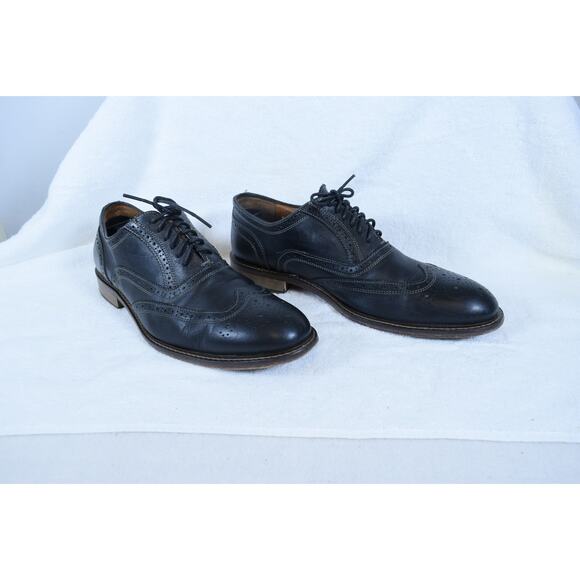 Massimo Matteo Firenze Black Wingtips Sz 10W Brogue Men's Dress Shoes #6650 - Picture 2 of 12